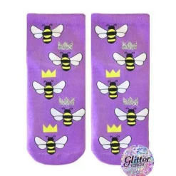 Queen Bee with Sparkling Crown Footie Socks