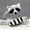 Raccoon Ring Silver Open Design, Cute!
