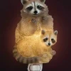Raccoons Mom & Baby Night Light- Handpainted Realistic