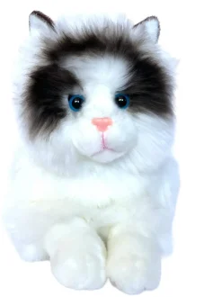 Ragdoll Cat Fluffy White & Black Kitten Stuffed Animal by Auswella 16" Plush
