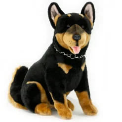 Realistic Black and Tan Large Sitting Australian Kelpie Plushie Size 36cm/14"
