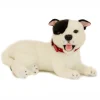 Realistic White Staffordshire Bull Terrier with Black Patch Plushie Size 35cm/13.75"