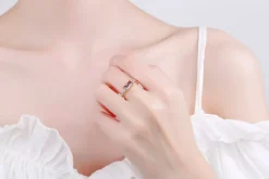 Rectangular Purple CZ Ring, Delicate and Feminine Sterling Silver