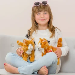 Red & White Plush Tabby Cat Standing 20 cm by Teddy Hermann