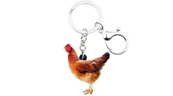 Red Hen Chicken Acrylic Keychain and Earrings Realistic Fun!