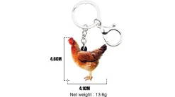 Red Hen Chicken Acrylic Keychain and Earrings Realistic Fun!