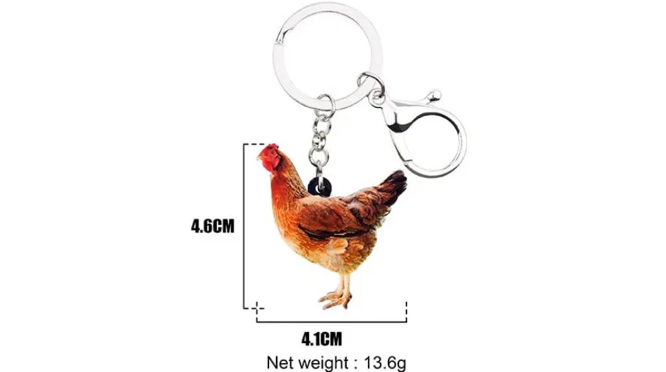 Red Hen Chicken Acrylic Keychain and Earrings Realistic Fun!