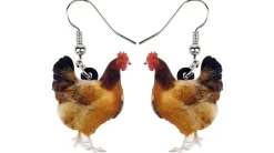 Red Hen Chicken Acrylic Keychain and Earrings Realistic Fun!
