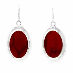 Red Jasper Oval Earrings Handmade in Mexico