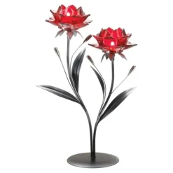 Red Rose Flowers Candle Holder