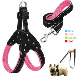 Rhinestone Cute Harness & Leash Reflective Nylon Set For Your Dog *