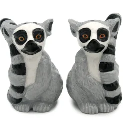 Ringtail Lemur Salt and Pepper Shaker Set Ceramic