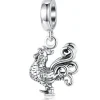 Rooster Pandora Style Charm 925 Sterling Silver