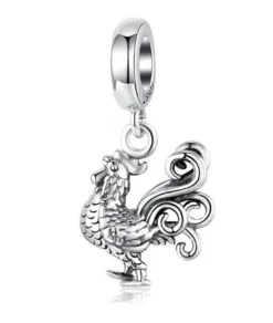 Rooster Pandora Style Charm 925 Sterling Silver