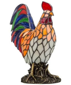 Rooster Tiffany Style Colorful Chicken Stained Glass Lamp or Hanging Panel