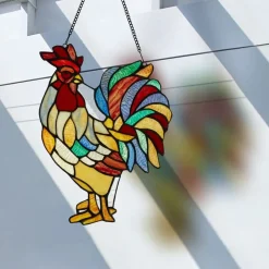 Rooster Tiffany Style Stained Glass Hanging Hand Made