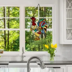 Rooster Tiffany Style Stained Glass Hanging Hand Made