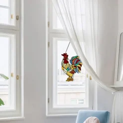 Rooster Tiffany Style Stained Glass Hanging Hand Made