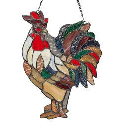 Rooster Tiffany Style Stained Glass Hanging Hand Made