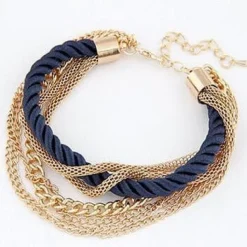 Rope with Chains and Heart Bangle Fashion Fun Cute Bracelets,