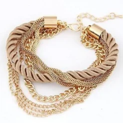 Rope with Chains and Heart Bangle Fashion Fun Cute Bracelets,