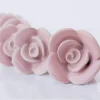 Rose Ceramic Knobs Set of 6-Handcrafted Victorian Style Pink