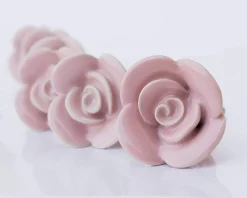 Rose Ceramic Knobs Set of 6-Handcrafted Victorian Style Pink