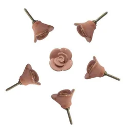 Rose Ceramic Knobs Set of 6-Handcrafted Victorian Style Pink