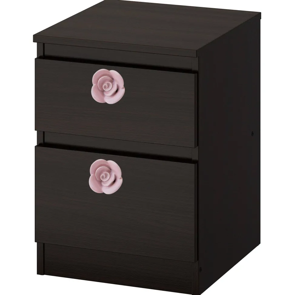 Rose Ceramic Knobs Set of 6-Handcrafted Victorian Style Pink