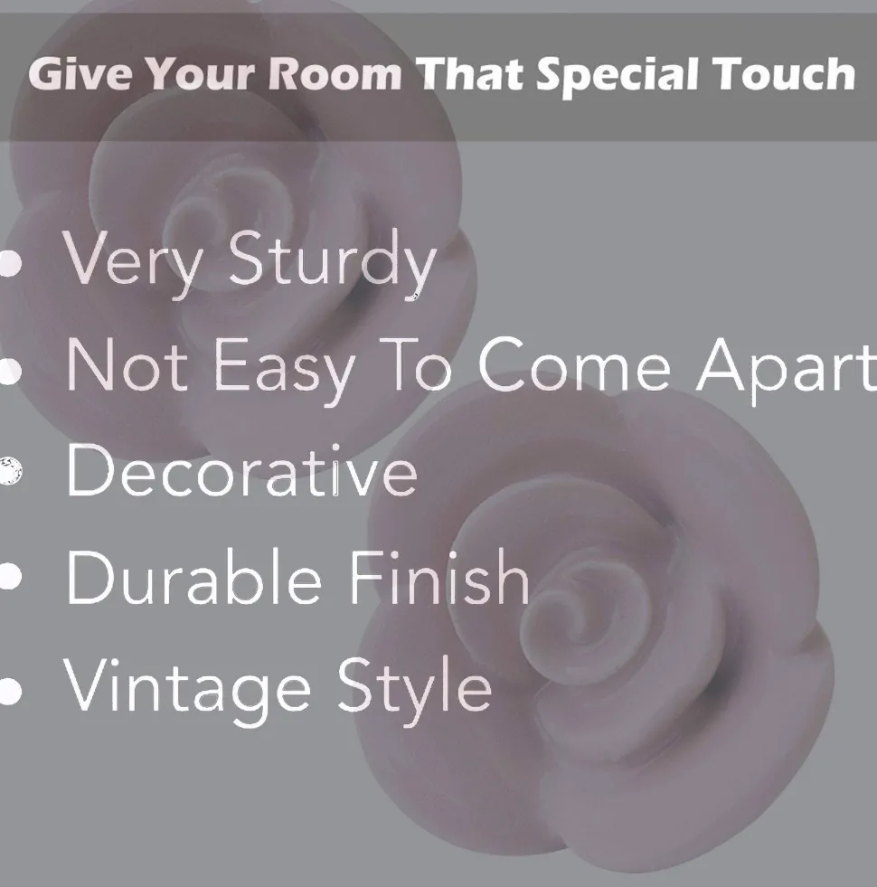 Rose Ceramic Knobs Set of 6-Handcrafted Victorian Style Pink