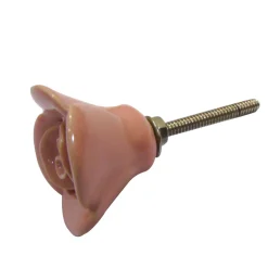 Rose Ceramic Knobs Set of 6-Handcrafted Victorian Style Pink