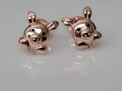 Rose Gold Plated Sterling Silver Piggy Ring and Post Earrings