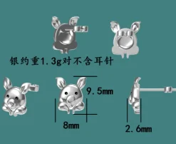 Rose Gold Plated Sterling Silver Piggy Ring and Post Earrings