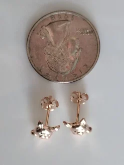 Rose Gold Plated Sterling Silver Piggy Ring and Post Earrings