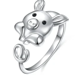 Rose Gold Plated Sterling Silver Piggy Ring and Post Earrings