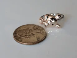 Rose Gold Plated Sterling Silver Piggy Ring and Post Earrings