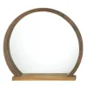 Round Wooden Mirror with Shelf