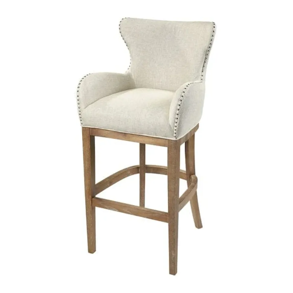 Roxie Cream Linen Bar Chair