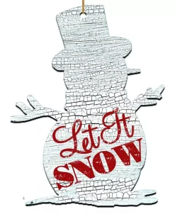 Rustic Happy Snowman Wooden Decorative Door Hanger Made in USA