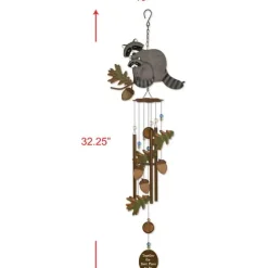 Rustic Mom and Baby Raccoon Wind Chime