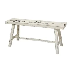 Rustic White Farmhouse Bench