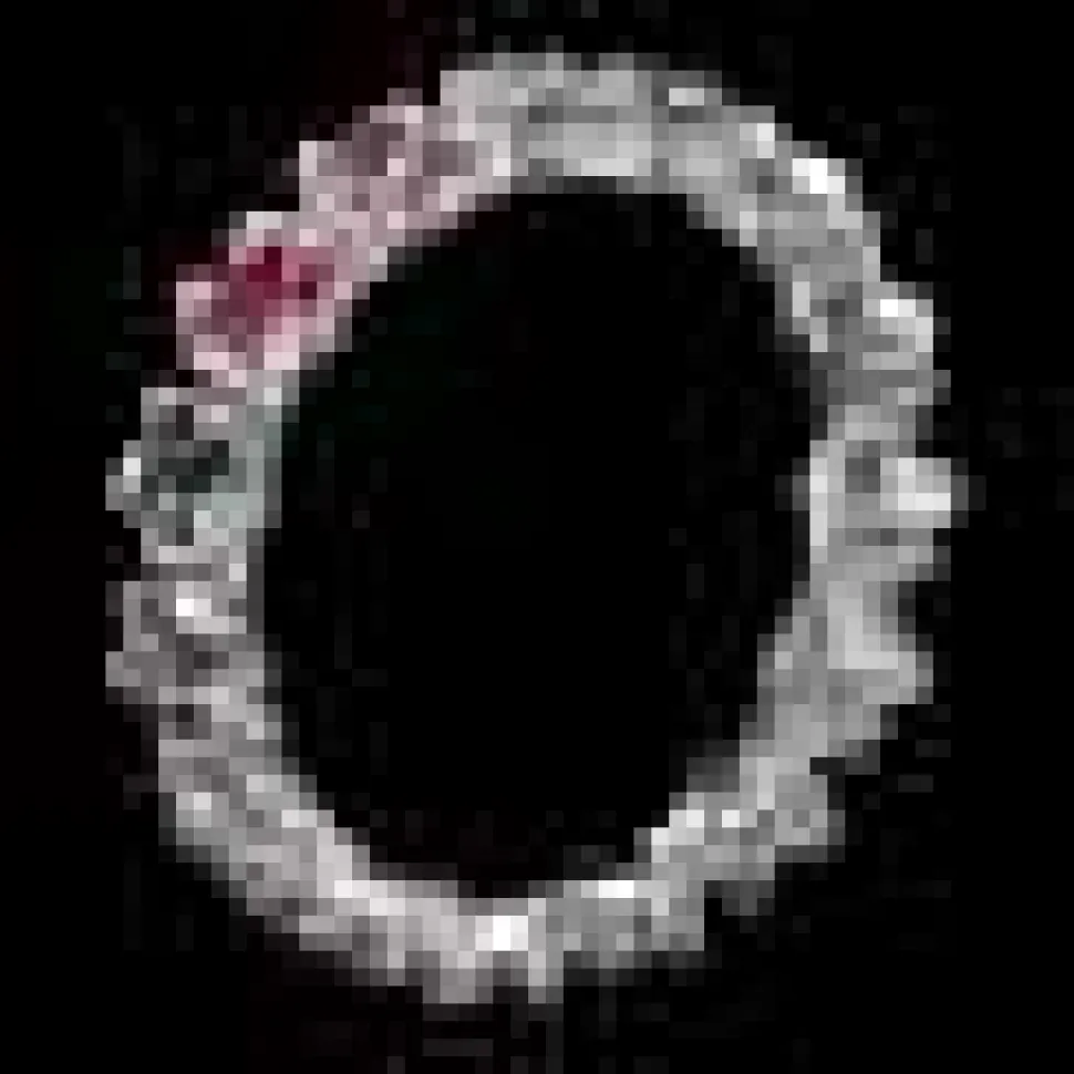 Sapphire and Diamond Eternity Band in 18K White Gold-Flower Motif