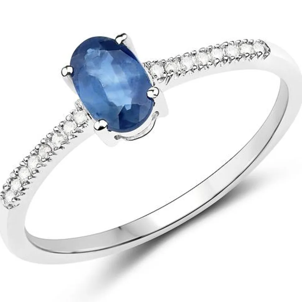Sapphire and Diamond Ring in 14K White Gold-Elegant & Minimalist