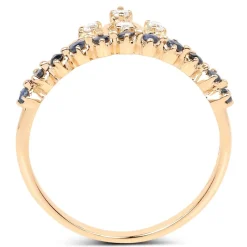 Sapphire and Diamond Tiara Ring in 14K Yellow Gold