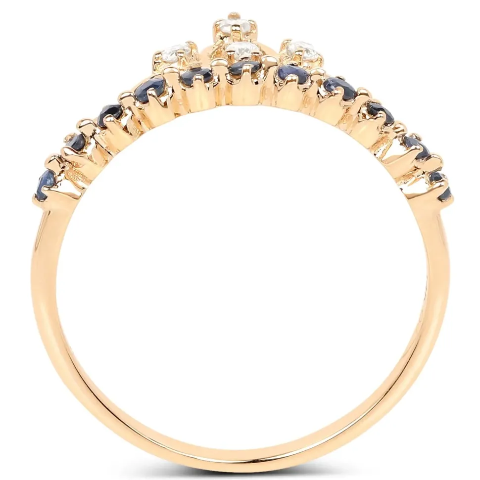 Sapphire and Diamond Tiara Ring in 14K Yellow Gold