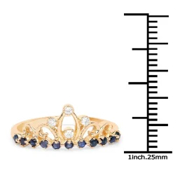 Sapphire and Diamond Tiara Ring in 14K Yellow Gold