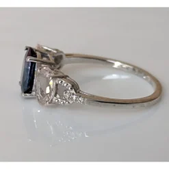 Sapphire, Morganite and Diamond Ring in 10K White Gold, Gorgeous & Unusual!