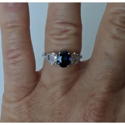 Sapphire, Morganite and Diamond Ring in 10K White Gold, Gorgeous & Unusual!
