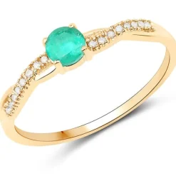 Sapphire or Emerald and Diamond Ring in 14K Gold