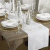 Saro Lifestyle Neve Collection Embroidered Snowflake Christmas Holiday Table Runner 16" X 72"